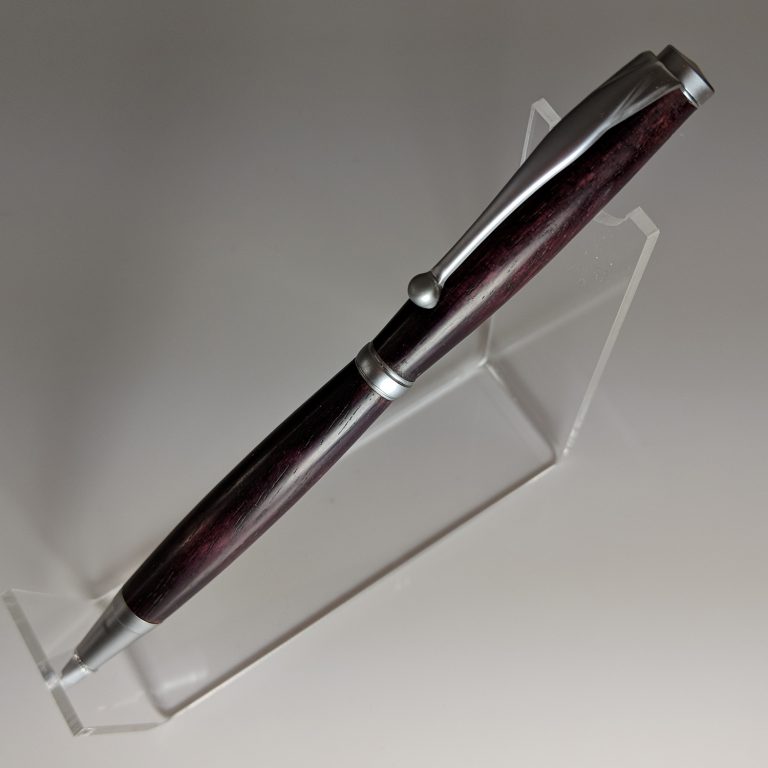 Slimline Ballpoint Pen - Purpleheart Wood - Satin Chrome Hardware