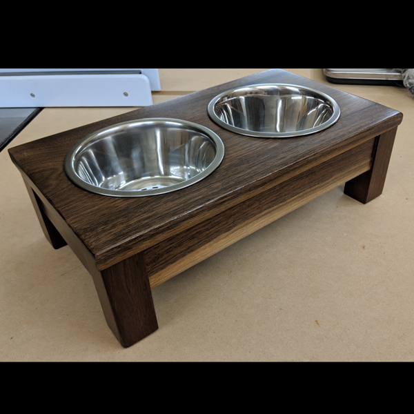 Bone Shaped, Black Walnut Dog Feeder, Elevated Wooden Dog Food/Water Bowl  Stand — Omni Artis