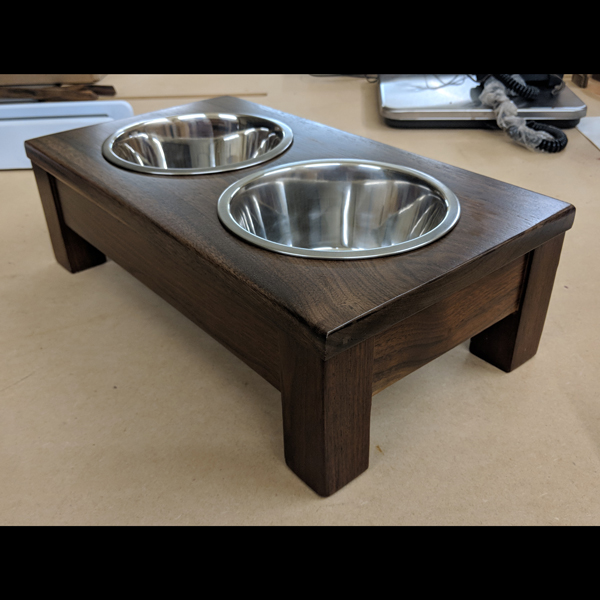 Live Edge Raised Pet Stand for Food or Water Bowls, Spalted Maple or Black  Walnut