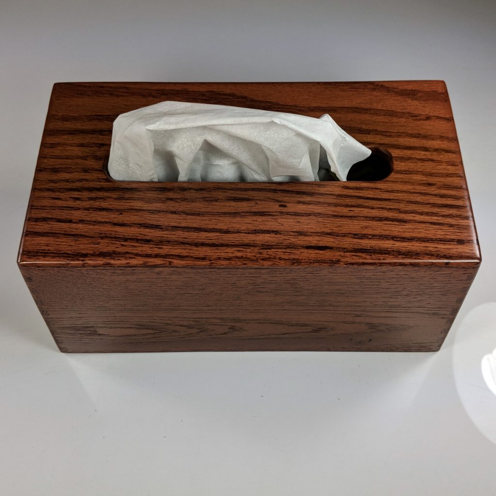 Solid Red Chestnut Stained Texas Oak Handmade Tissue / Kleenex Box
