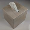 Small Upright Cube Tissue Kleenex Box Holder - Stained White Flatsawn Oak