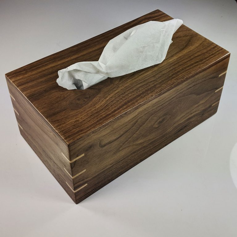 Texas Walnut Regular Tissue Box Cover - Walnut with Maple Splines