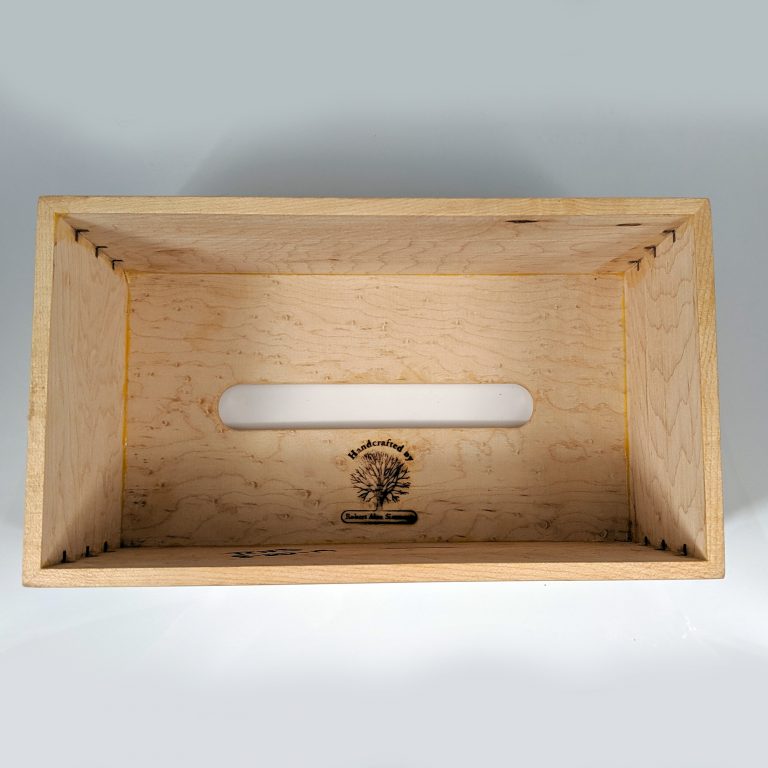 Limited - Solid Birdseye Maple - Handmade Tissue / Kleenex Box Cover Holder - Rectangle Style - Walnut Splines