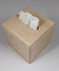 Limited – Solid Birdseye Maple – Handmade Tissue / Kleenex Box Cover Holder – Small Cube Style – Box Jointed Sides