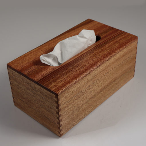 Solid African Mahogany - Handmade Tissue Box Cover Holder - Rectangular - Box Jointed Corners - Image 3
