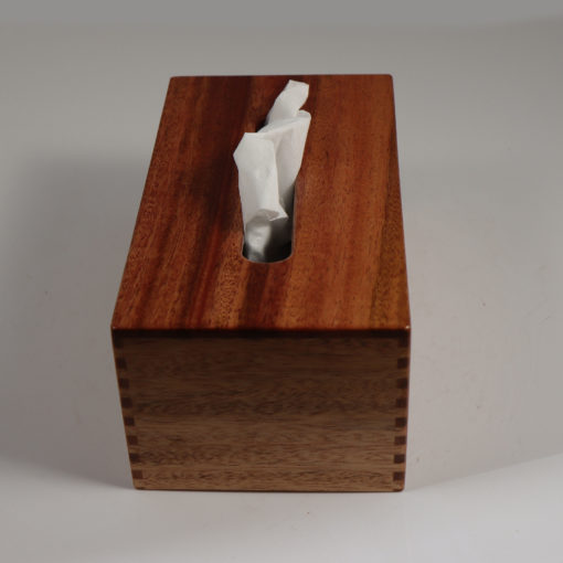 Solid African Mahogany - Handmade Tissue Box Cover Holder - Rectangular - Box Jointed Corners - Image 5