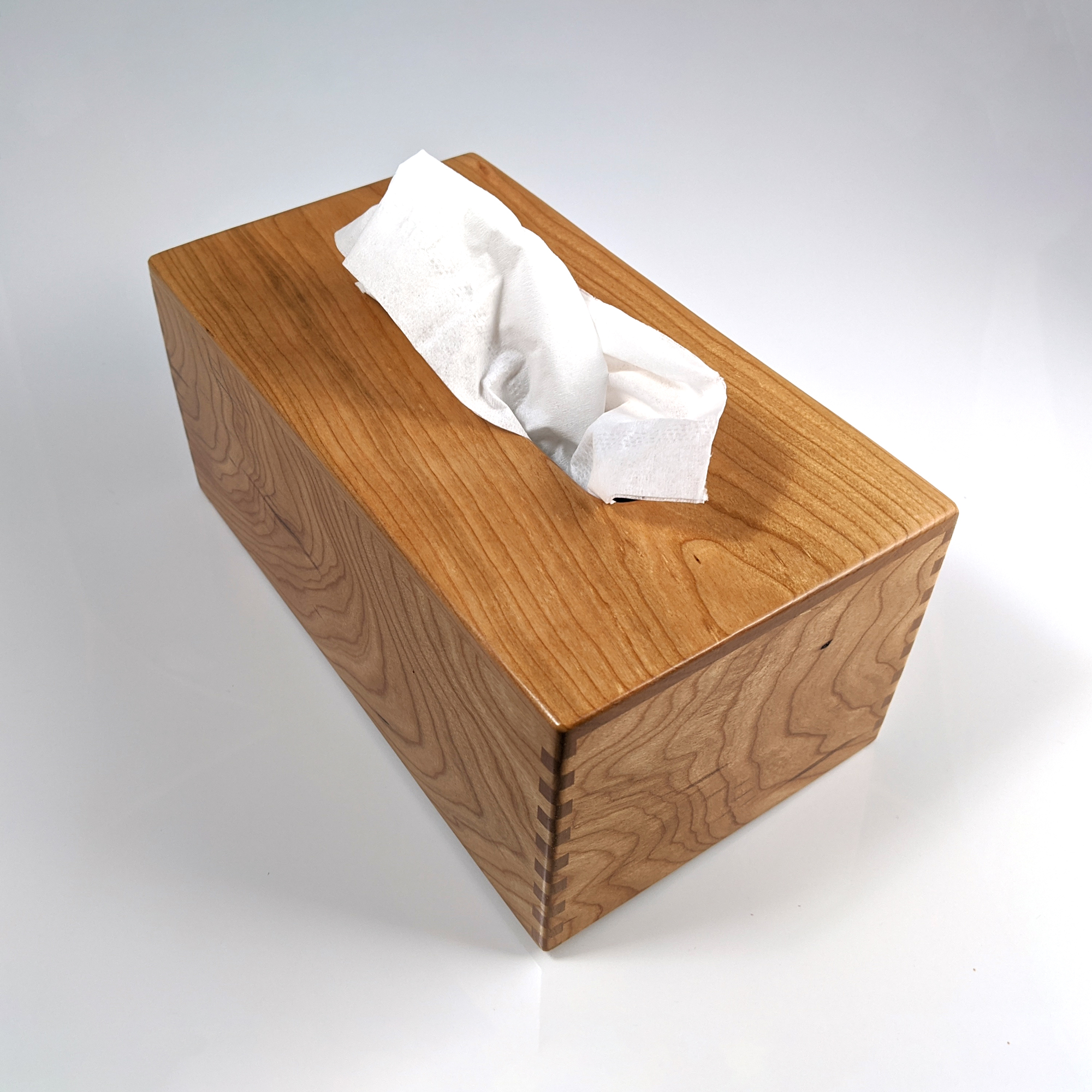 Solid Texas Black Walnut - Handmade Tissue / Kleenex Box Cover Holder -  Square Cube Style - Box Jointed Sides - Oak Knoll Woodworks