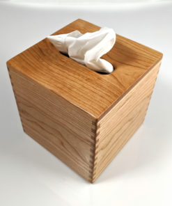 Tissue Box Cover Cube Square Size Boutique in Birdseye Maple Wood Veneer. 