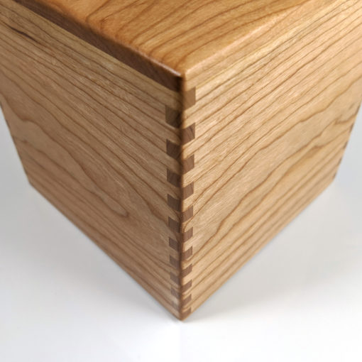 Solid Cherry Handmade Tissue Box Cover Holder - Boutique Square Cube Style - Box Jointed Sides - Image 2