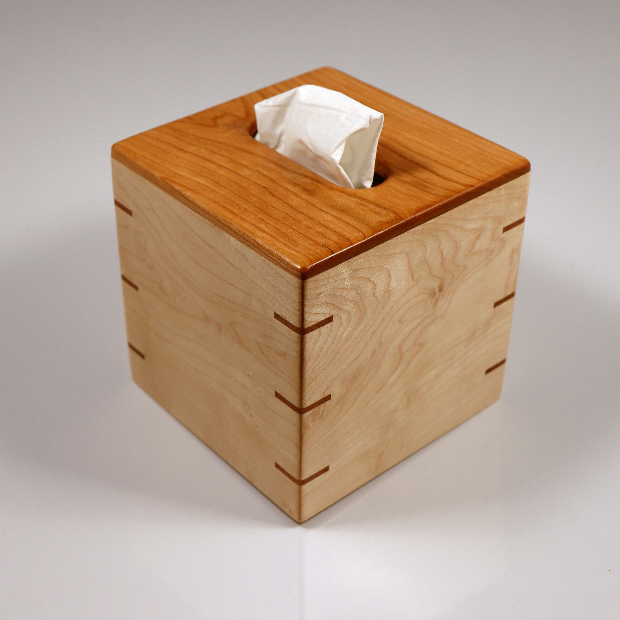 Solid Texas Black Walnut - Handmade Tissue / Kleenex Box Cover Holder -  Square Cube Style - Box Jointed Sides - Oak Knoll Woodworks